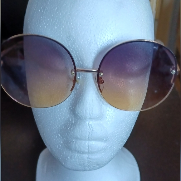 Large round metal frame Boho ombre sunglasses